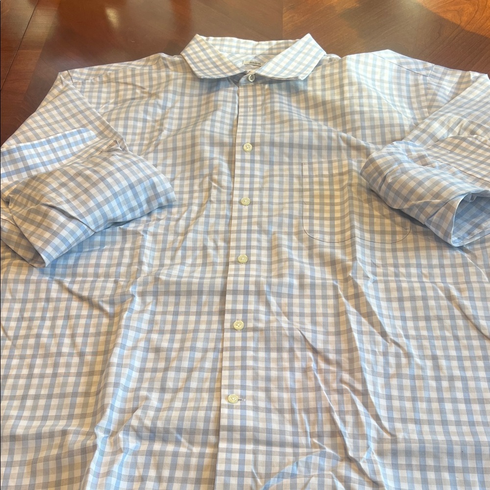 Joseph Abboud Light Blue and White Plaid Shirt